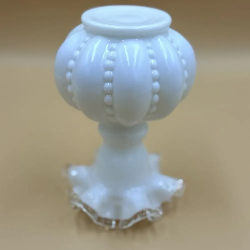 Vintage White Milk Glass 1940’s Fenton Silvercrest Vase Hobnail